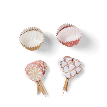 SPRINGTIME Set à cupcakes set de 48 menthe, mauve clair H 19 x Larg. 13,5 x P 4 cm