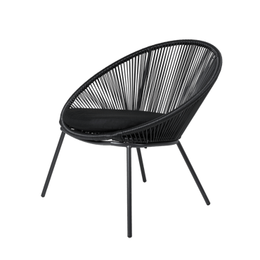 PAPAYO Chaise lounge noir H 76 x Larg. 78 x P 68 cm
