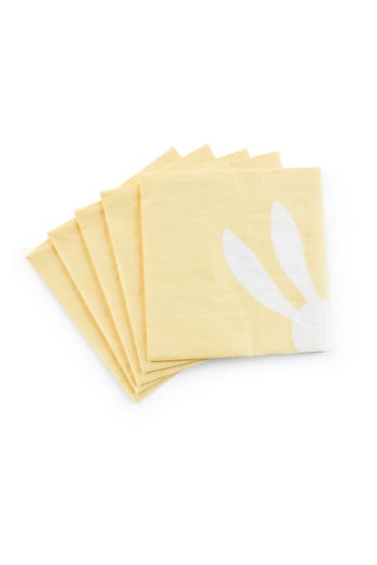 BUNNY Set van 20 servetten geel B 25 x L 25 cm