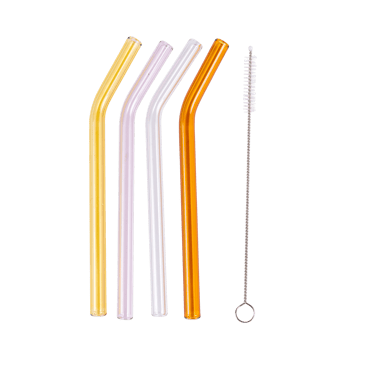 COLOR MIX Pailles set de 4 brosse  incluse orange, jaune, transparent, rose Long. 14 cm