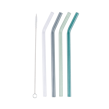 COLOR JUNGLE Pailles set de 4 brosse incluse gris, vert, bleu, transparent Long. 20 cm